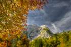 Slovenia, Triglav National Park. Julian Alps and forest in autumn. Art Print